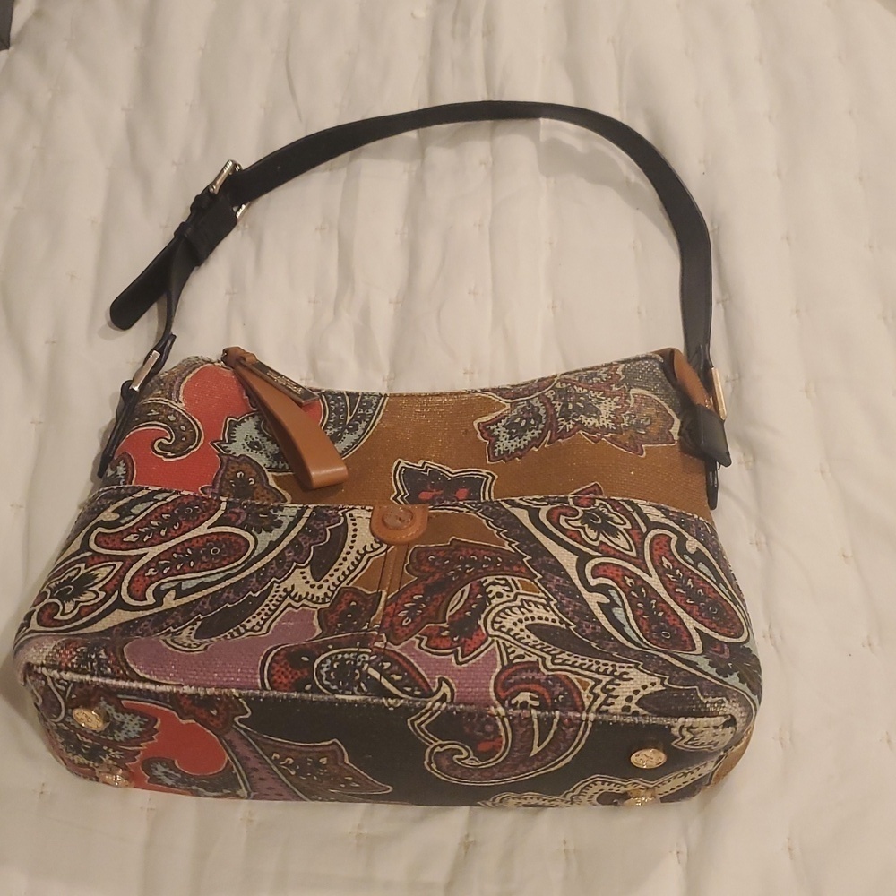 Spartina 449 Boho Linen & Leather Paisley Shoulder Bag “Daufuskie Island”